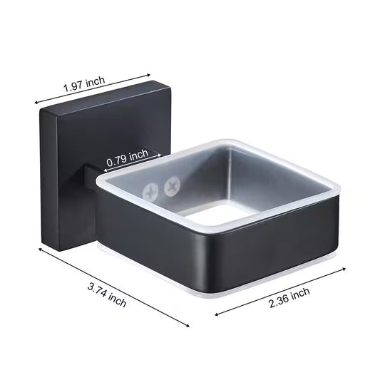 Wall Mounted Toothbrush Holder Tumbler Holder Bracket in Matte Black for Toilet and Bathroom