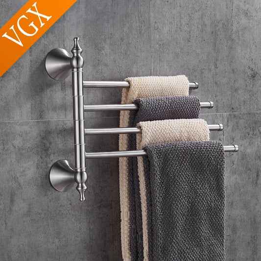 Activity Towel Racks 2-4-Arm Rotating Swivel Towel Bar Antique Wall-Hung Bathroom Towel Rack Holder Stainless Steel Brushed