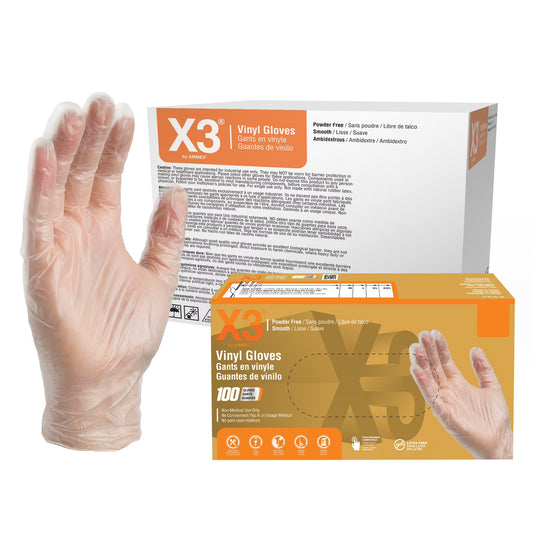 X3 Clear Disposable Vinyl Gloves, Size Large, 1000 Count, Light-Duty