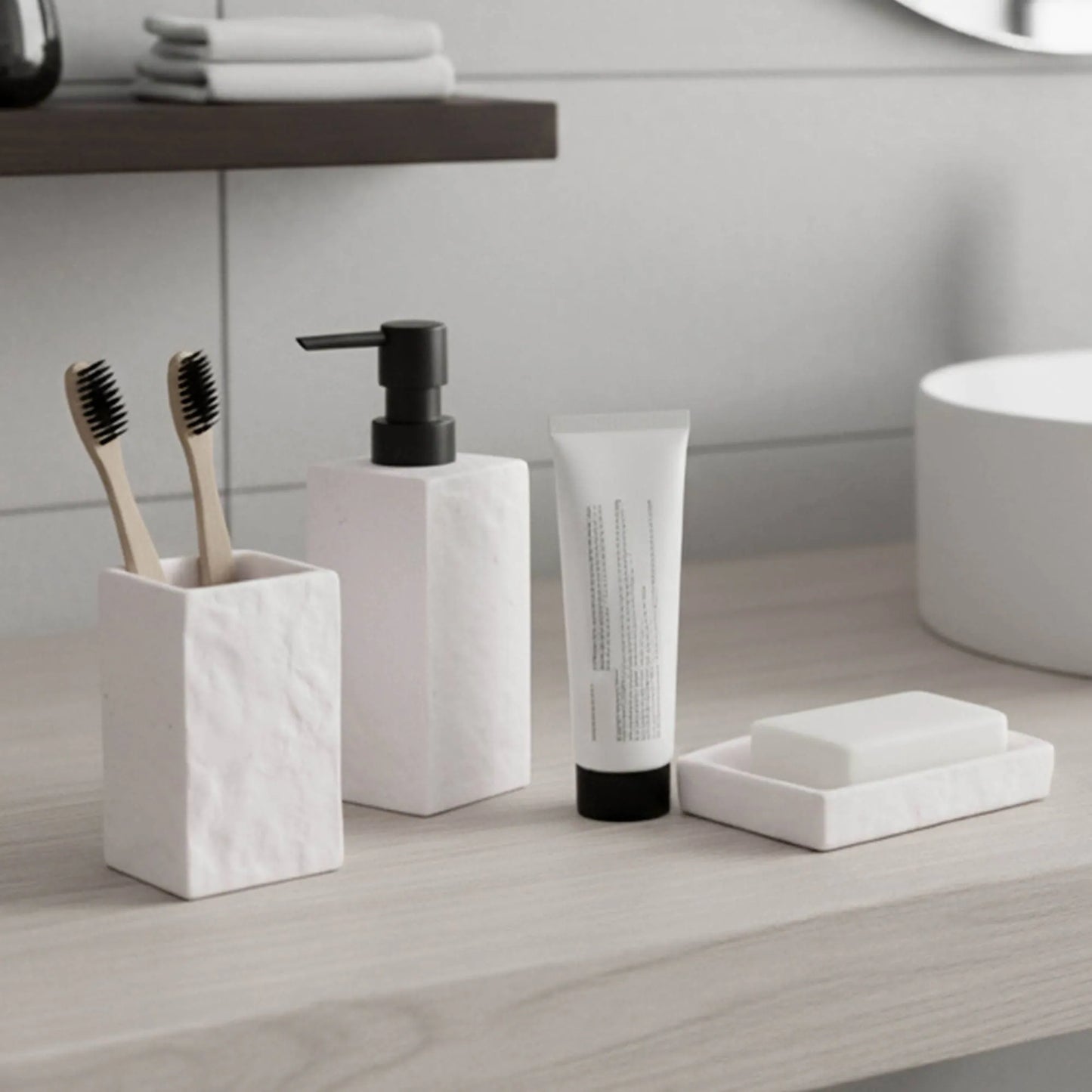 Collection Stone Effect Bath Accessory Set-4 Pieces