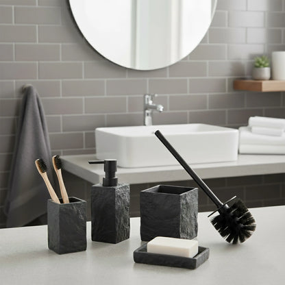 Collection Stone Effect Bath Accessory Set-4 Pieces