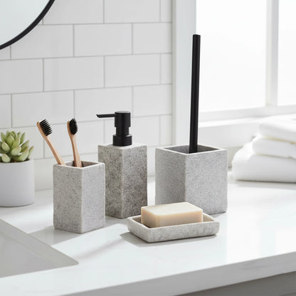 Collection Stone Effect Bath Accessory Set-4 Pieces