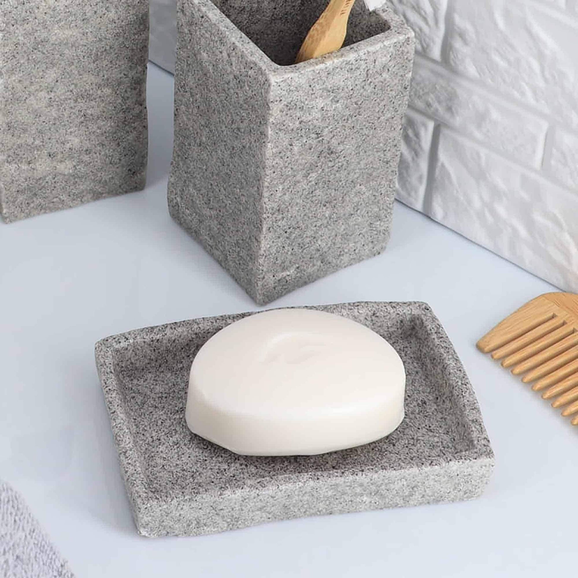 Collection Stone Effect Bath Accessory Set-4 Pieces