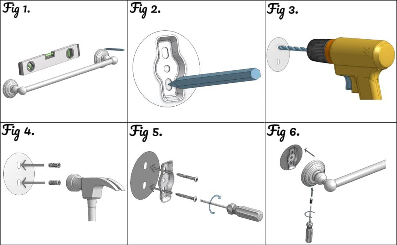 5 Pcs Bathroom Hardware Set Heavy Duty Hook Toilet Paper Holder Towel Ring Bar