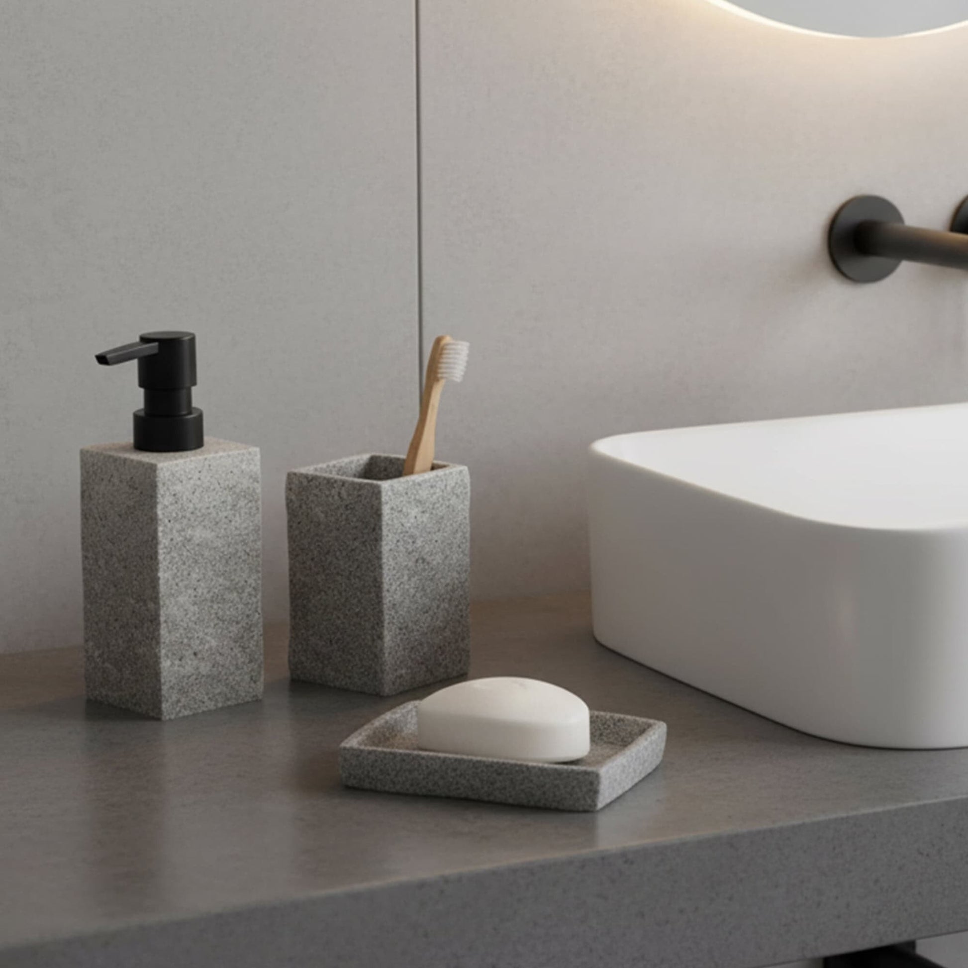 Collection Stone Effect Bath Accessory Set-4 Pieces