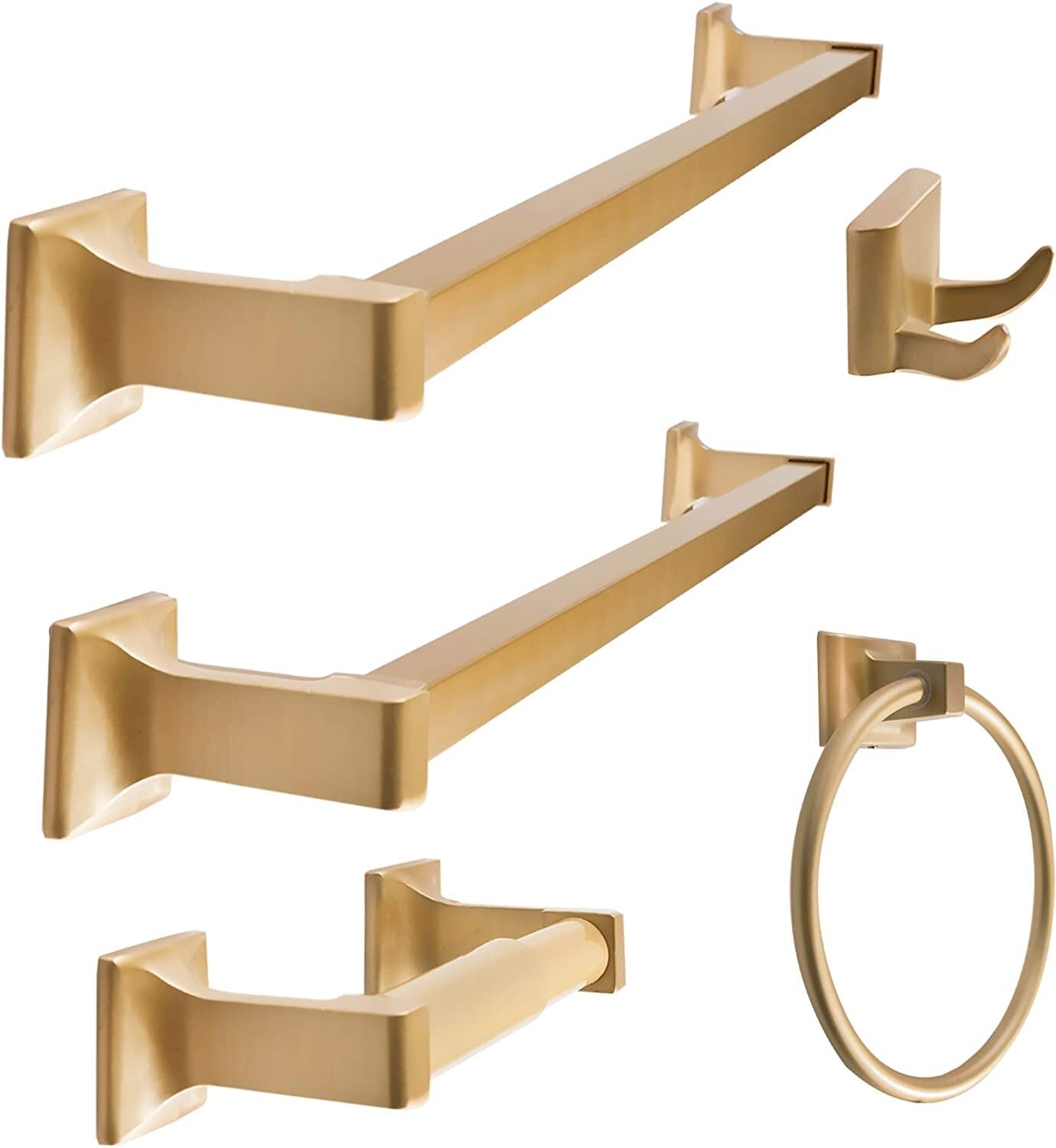 5 Pcs Bathroom Hardware Set Heavy Duty Hook Toilet Paper Holder Towel Ring Bar