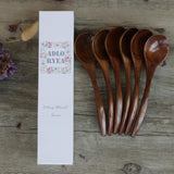 Wood Spoon for Eating,  6-Piece Wooden Spoons, 7 Inch Handmade Natural Asian Wooden Spoons for Soup, Coffee, Salad Desserts, Chips, Snacks, Cereal, and Fruit
