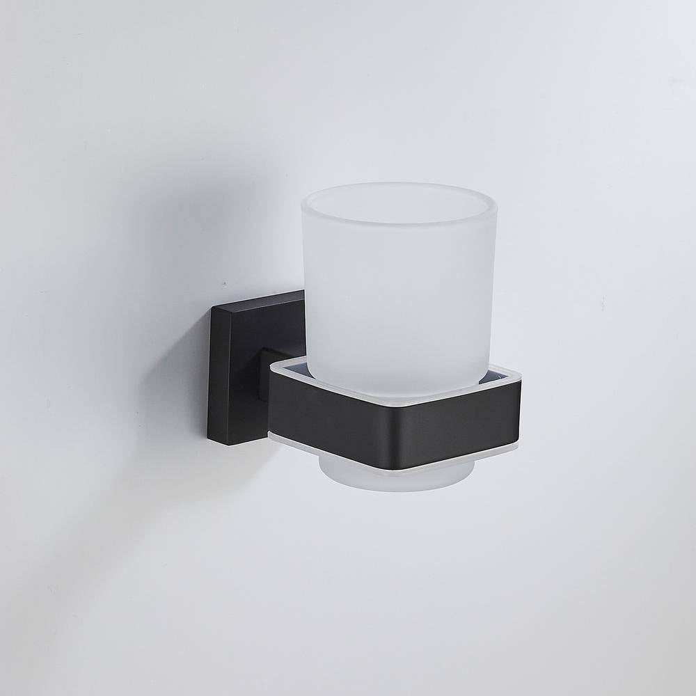Wall Mounted Toothbrush Holder Tumbler Holder Bracket in Matte Black for Toilet and Bathroom