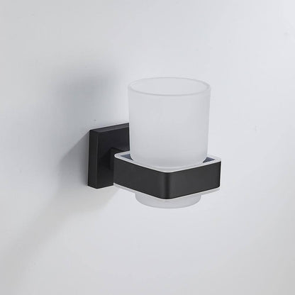 Wall Mounted Toothbrush Holder Tumbler Holder Bracket in Matte Black for Toilet and Bathroom