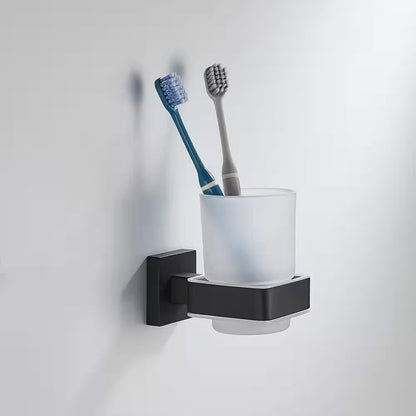 Wall Mounted Toothbrush Holder Tumbler Holder Bracket in Matte Black for Toilet and Bathroom