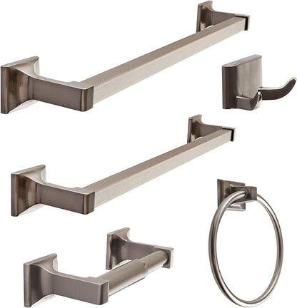 5 Pcs Bathroom Hardware Set Heavy Duty Hook Toilet Paper Holder Towel Ring Bar