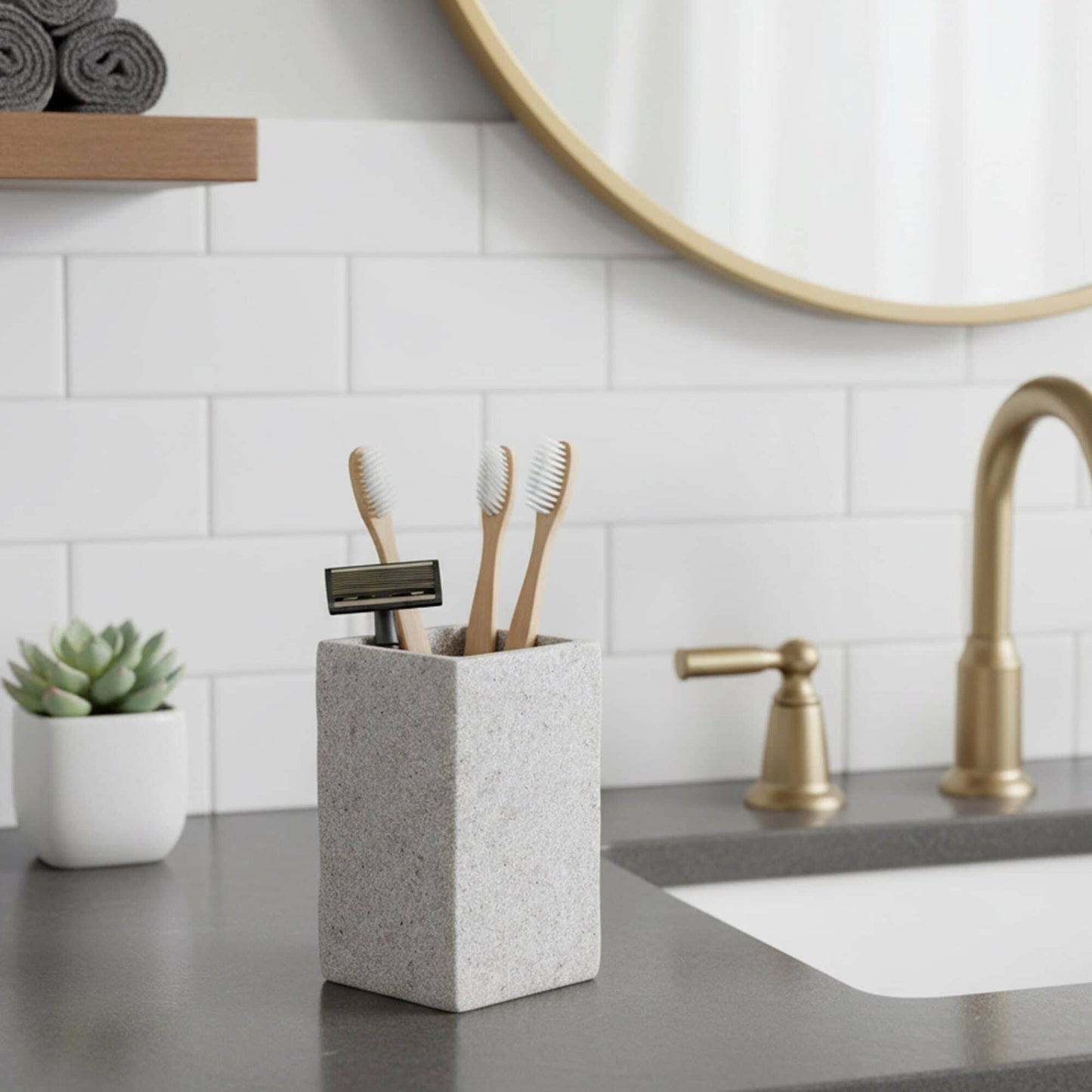 Collection Stone Effect Bath Accessory Set-4 Pieces