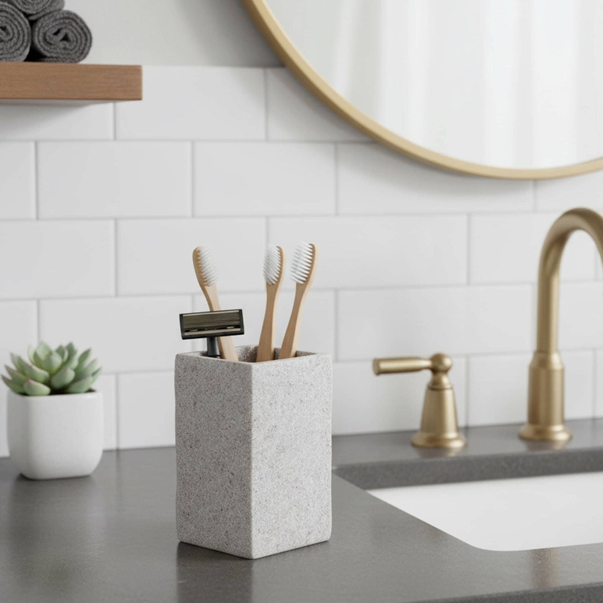 Collection Stone Effect Bath Accessory Set-4 Pieces