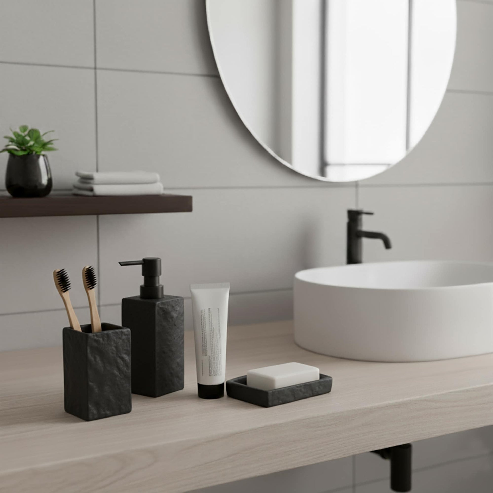 Collection Stone Effect Bath Accessory Set-4 Pieces
