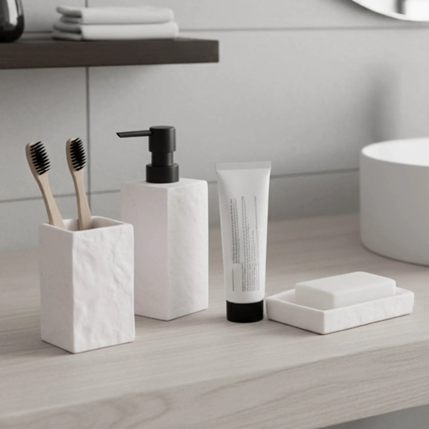 Collection Stone Effect Bath Accessory Set-4 Pieces