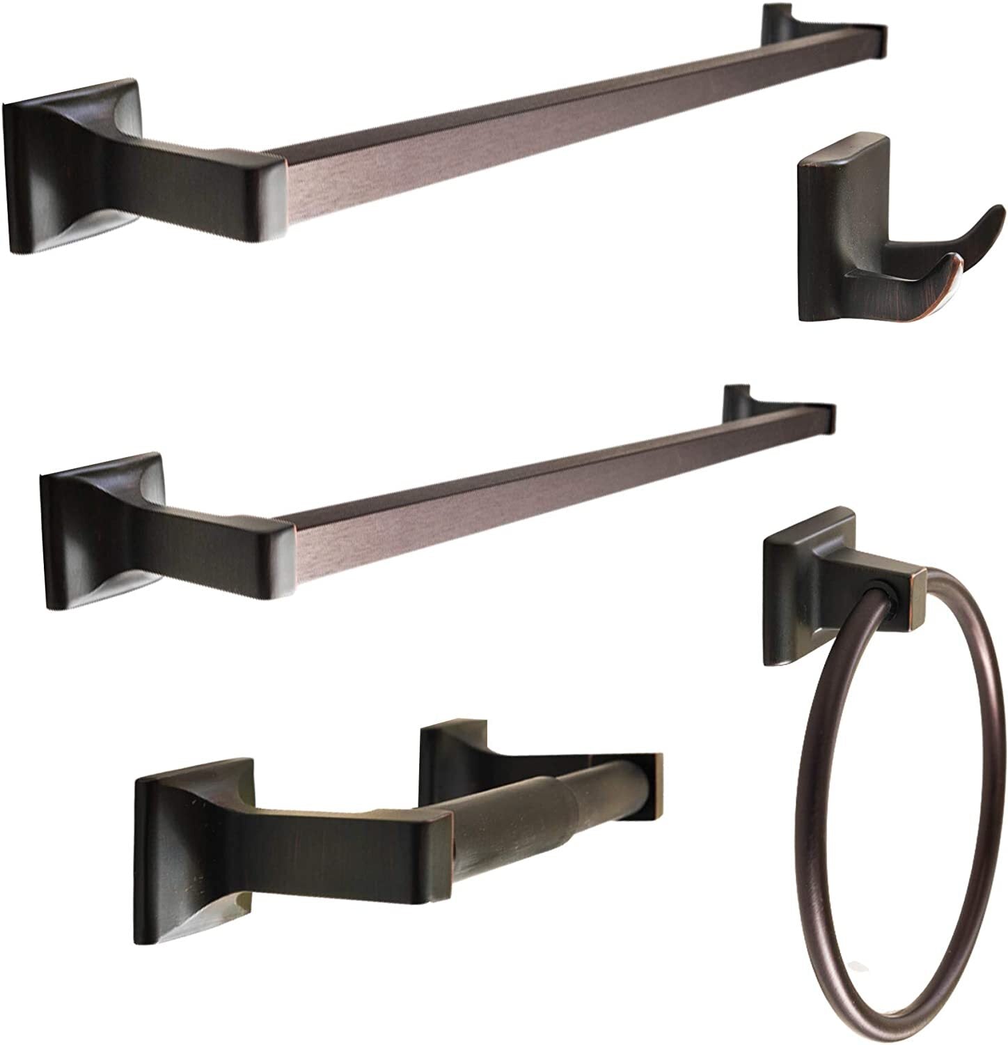 5 Pcs Bathroom Hardware Set Heavy Duty Hook Toilet Paper Holder Towel Ring Bar