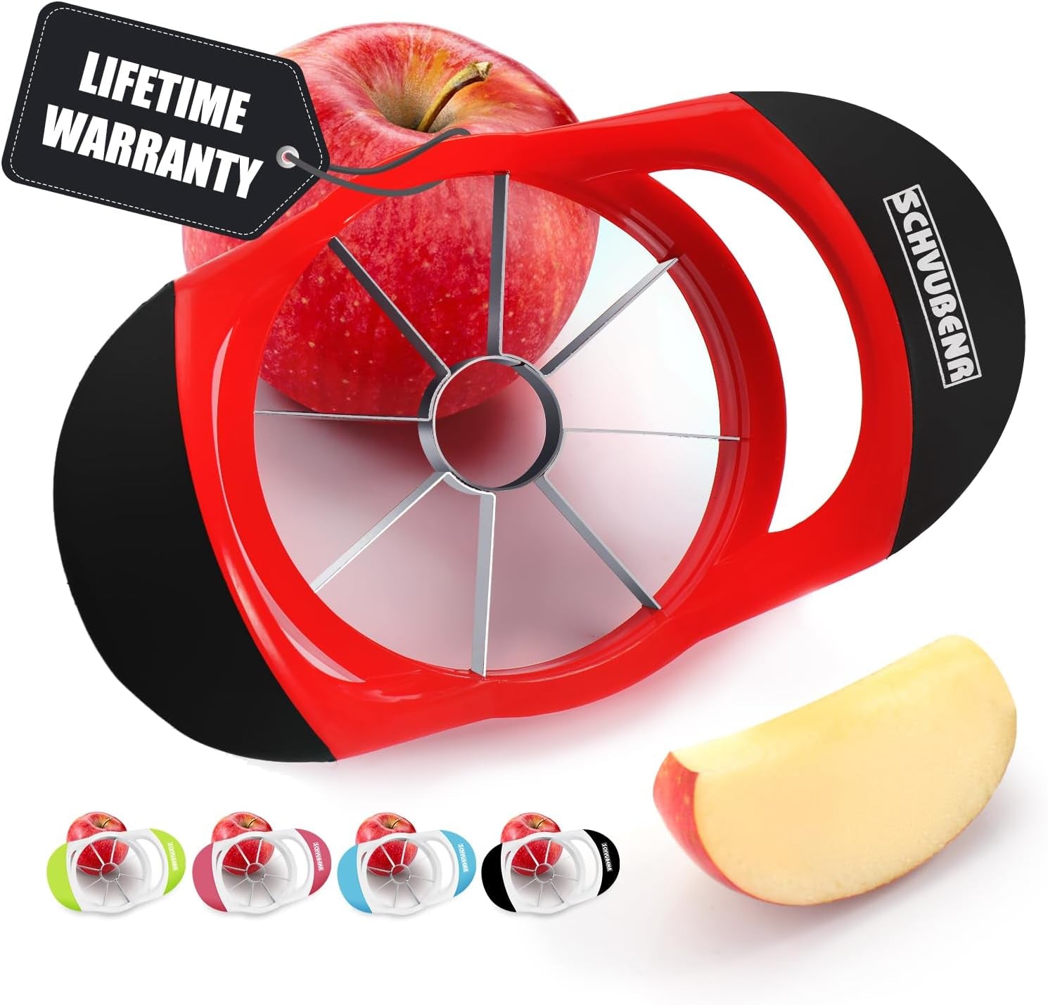 3.5 Inch Apple Slicer - Professional Apple Cutter - Stainless Steel Apple Corer - Super Sharp Apple Slicer and Corer - Apple Tool with 8 Sharp Blades(Red)