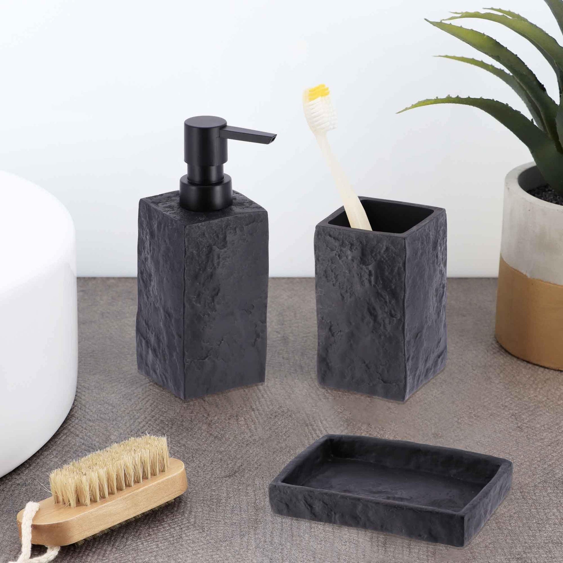 Collection Stone Effect Bath Accessory Set-4 Pieces