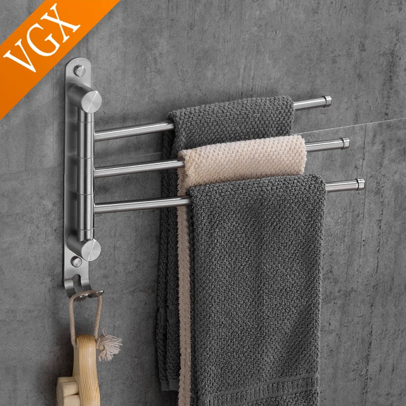 Activity Towel Racks 2-4-Arm Rotating Swivel Towel Bar Antique Wall-Hung Bathroom Towel Rack Holder Stainless Steel Brushed