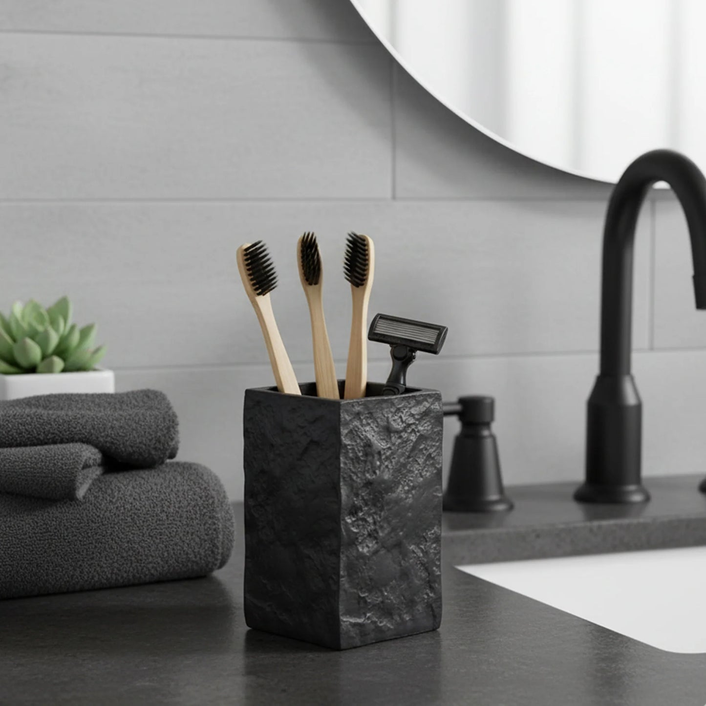 Collection Stone Effect Bath Accessory Set-4 Pieces