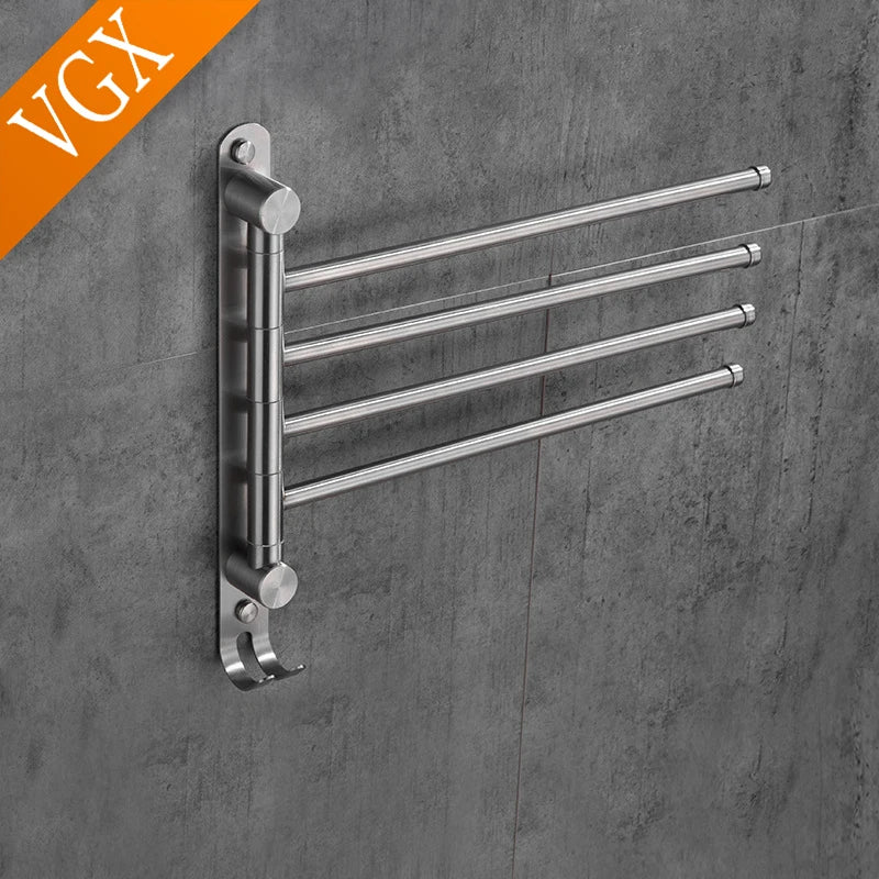 Activity Towel Racks 2-4-Arm Rotating Swivel Towel Bar Antique Wall-Hung Bathroom Towel Rack Holder Stainless Steel Brushed