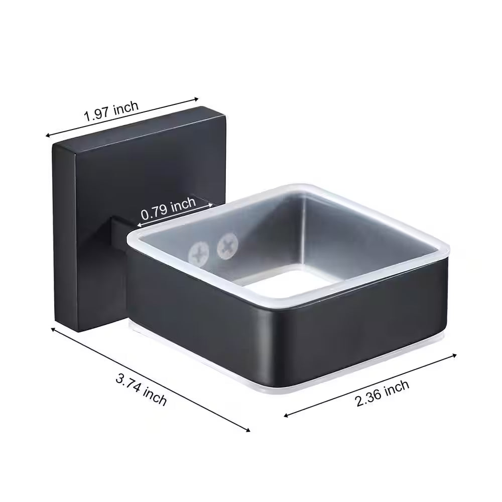 Wall Mounted Toothbrush Holder Tumbler Holder Bracket in Matte Black for Toilet and Bathroom