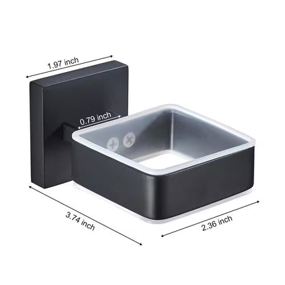 Wall Mounted Toothbrush Holder Tumbler Holder Bracket in Matte Black for Toilet and Bathroom