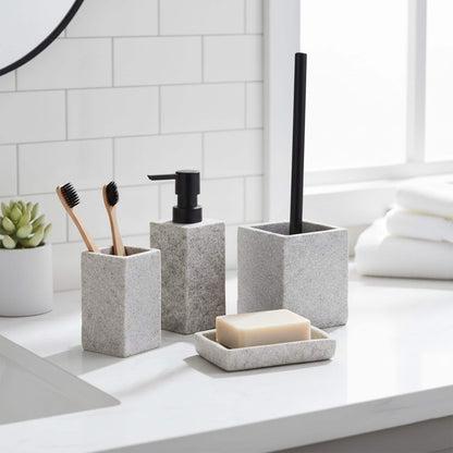 Collection Stone Effect Bath Accessory Set-4 Pieces