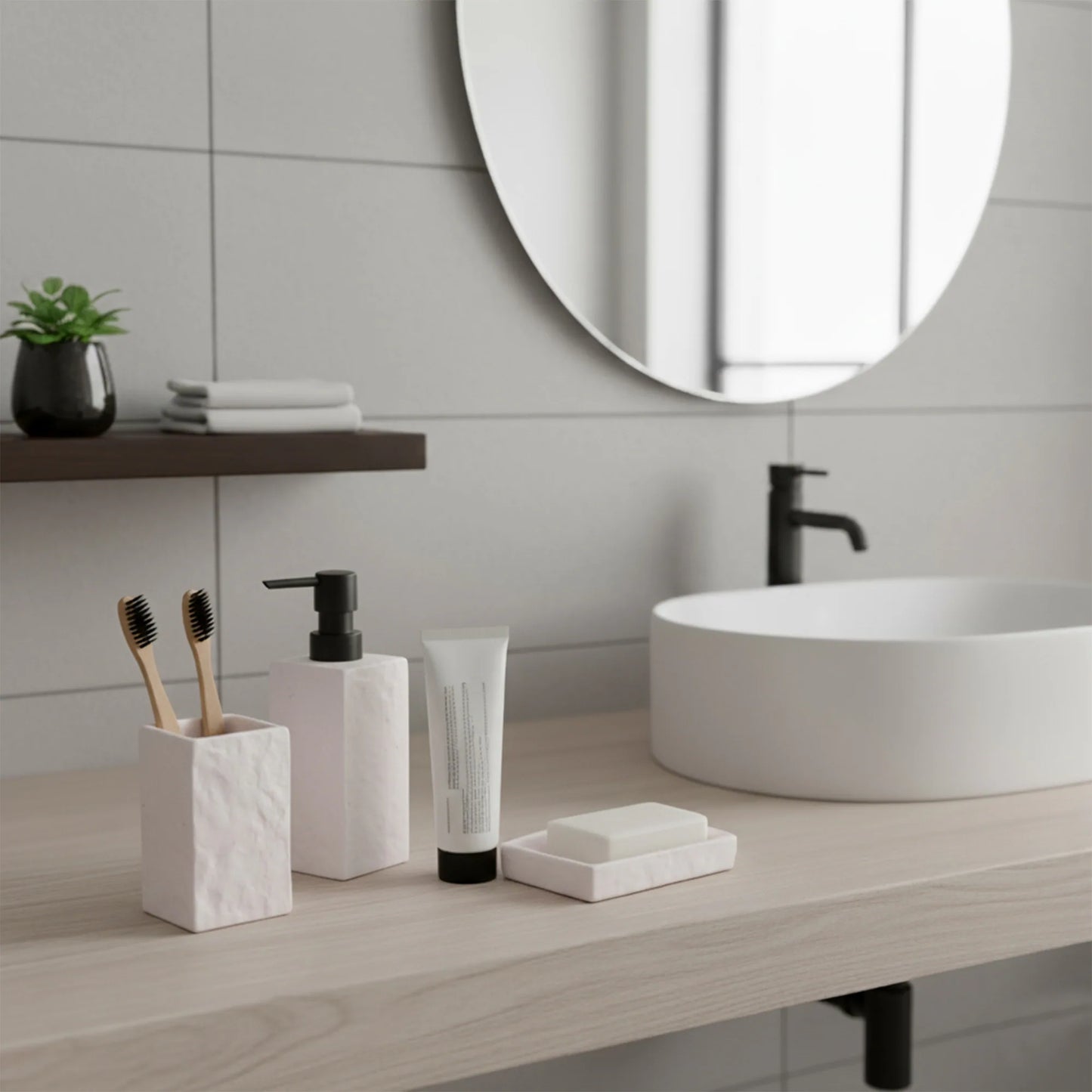 Collection Stone Effect Bath Accessory Set-4 Pieces
