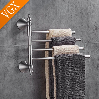 Activity Towel Racks 2-4-Arm Rotating Swivel Towel Bar Antique Wall-Hung Bathroom Towel Rack Holder Stainless Steel Brushed