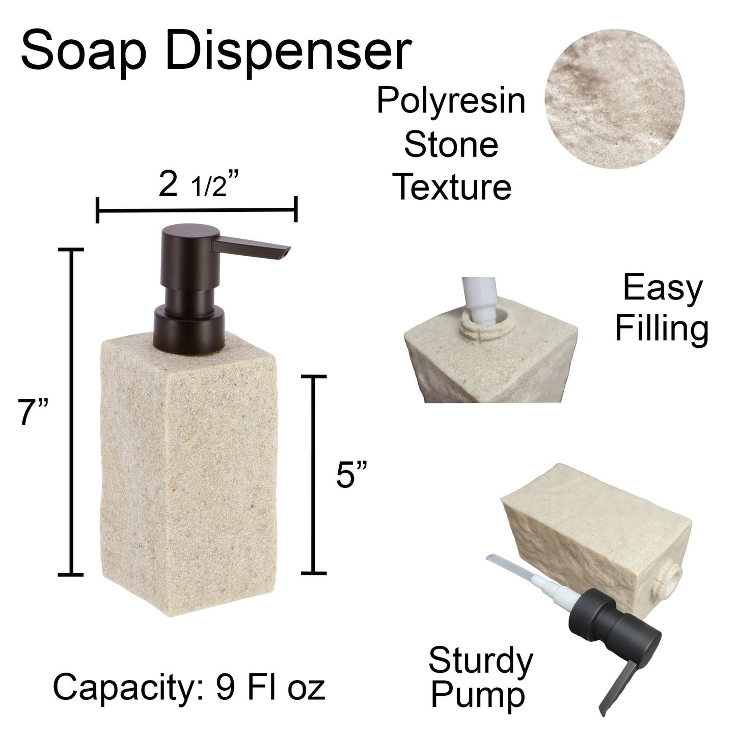 Collection Stone Effect Bath Accessory Set-4 Pieces