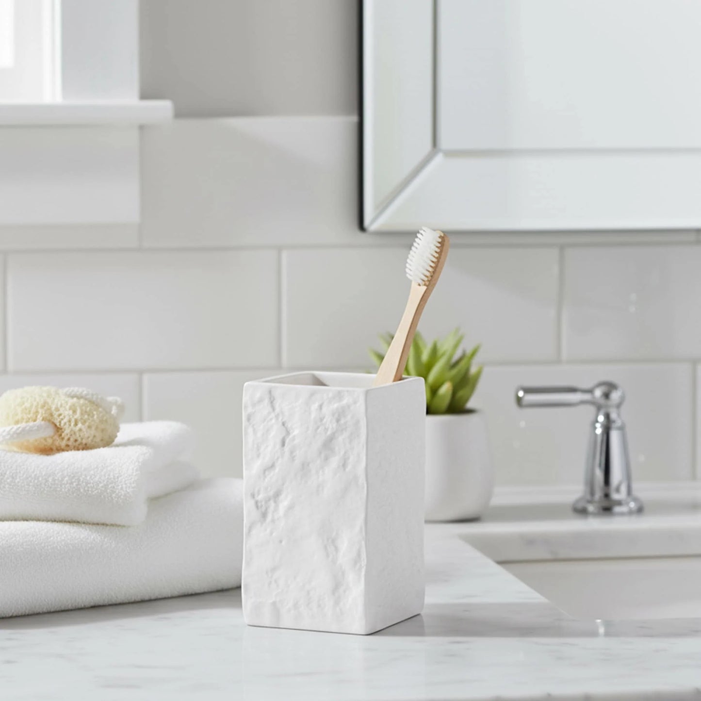 Collection Stone Effect Bath Accessory Set-4 Pieces