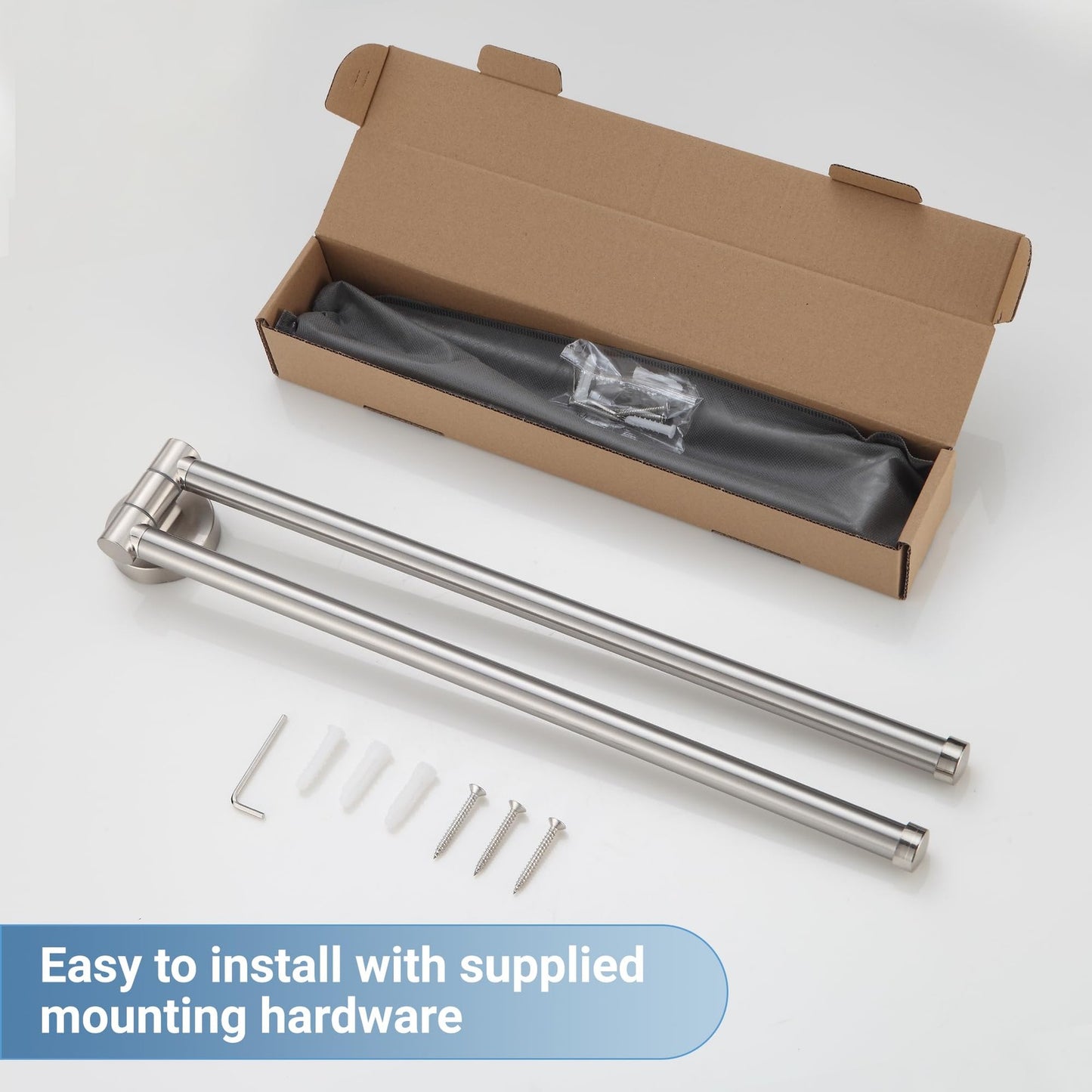 Swivel Towel Bar for Bathroom Brushed Nickel,Swing Out Double Towel Bar 2-Arm Ki