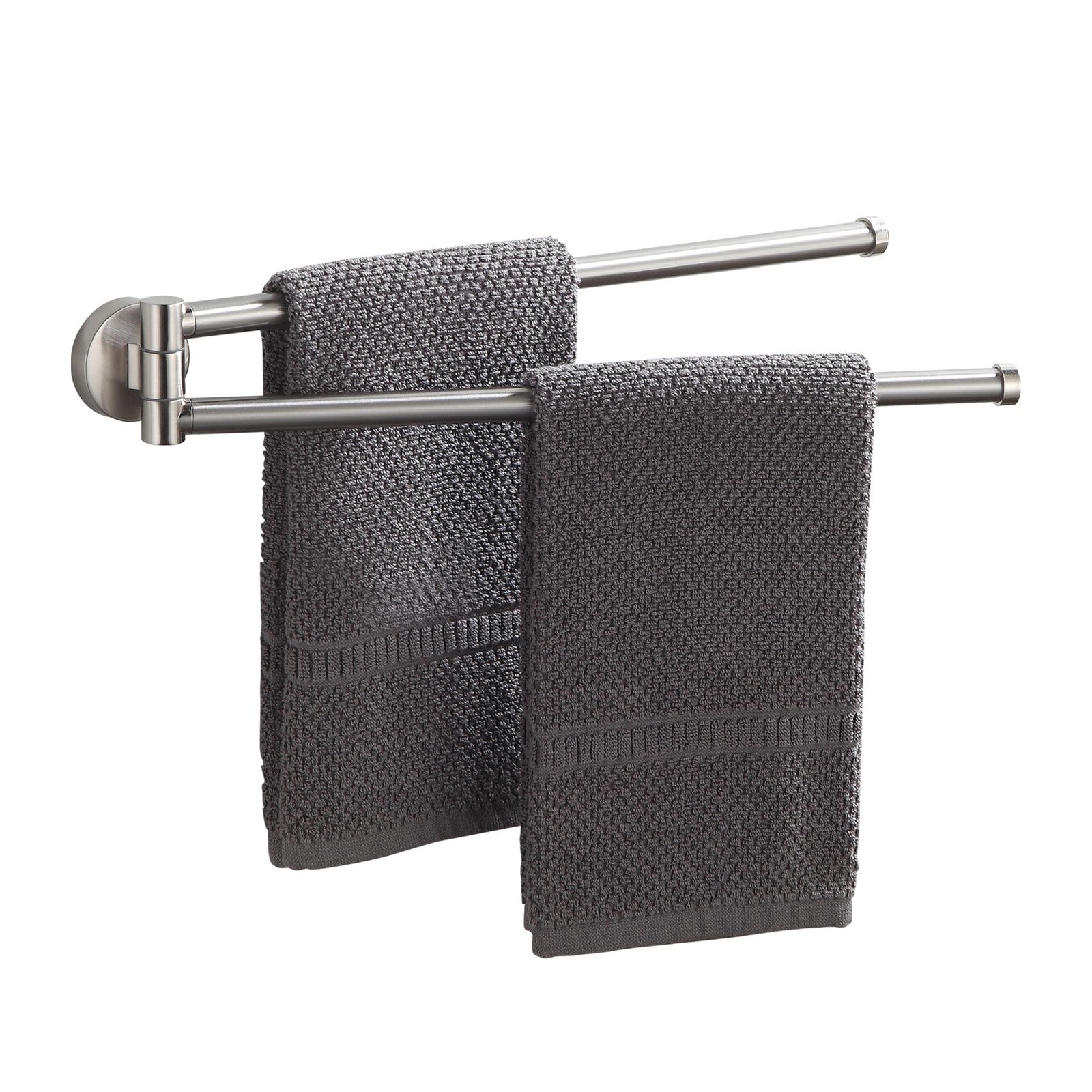 Swivel Towel Bar for Bathroom Brushed Nickel,Swing Out Double Towel Bar 2-Arm Ki