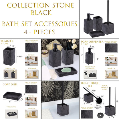 Collection Stone Effect Bath Accessory Set-4 Pieces