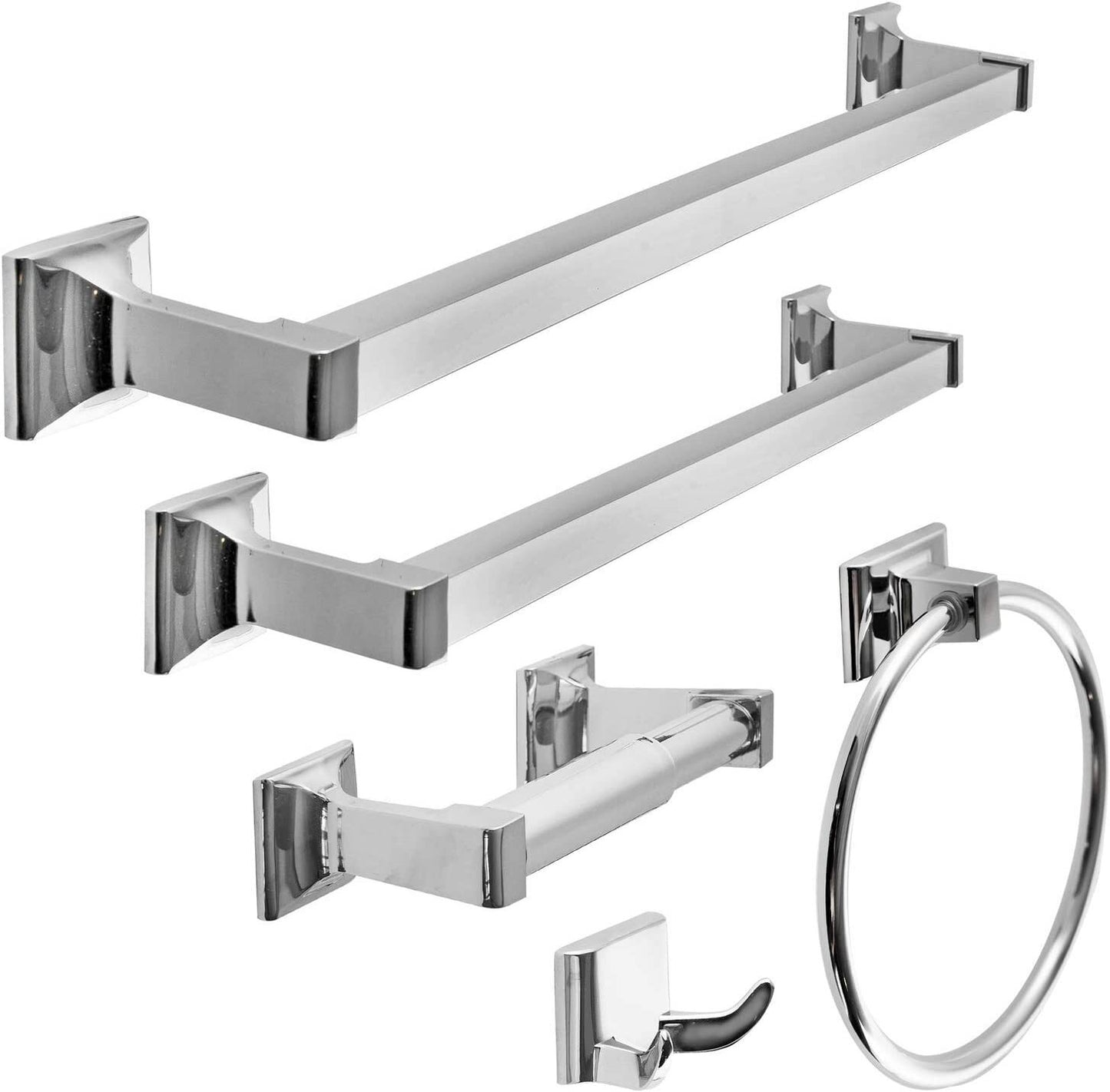 5 Pcs Bathroom Hardware Set Heavy Duty Hook Toilet Paper Holder Towel Ring Bar