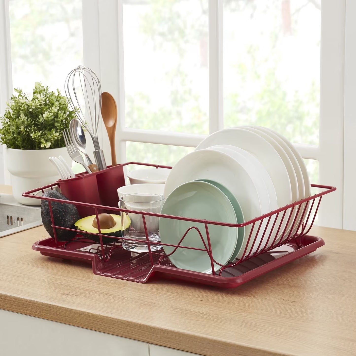 Juego De Escurridor De Platos De Fregadero De Cocina De 3 Piezas: Varios Colores Para Elegir