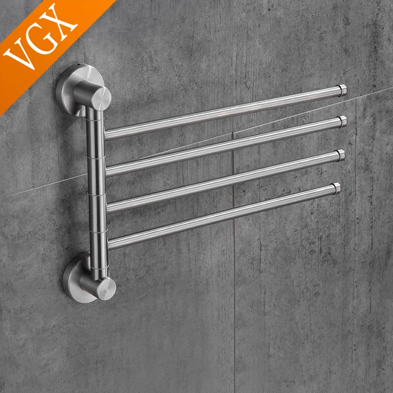 Activity Towel Racks 2-4-Arm Rotating Swivel Towel Bar Antique Wall-Hung Bathroom Towel Rack Holder Stainless Steel Brushed