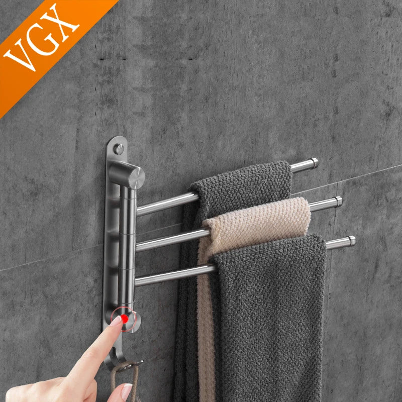 Activity Towel Racks 2-4-Arm Rotating Swivel Towel Bar Antique Wall-Hung Bathroom Towel Rack Holder Stainless Steel Brushed