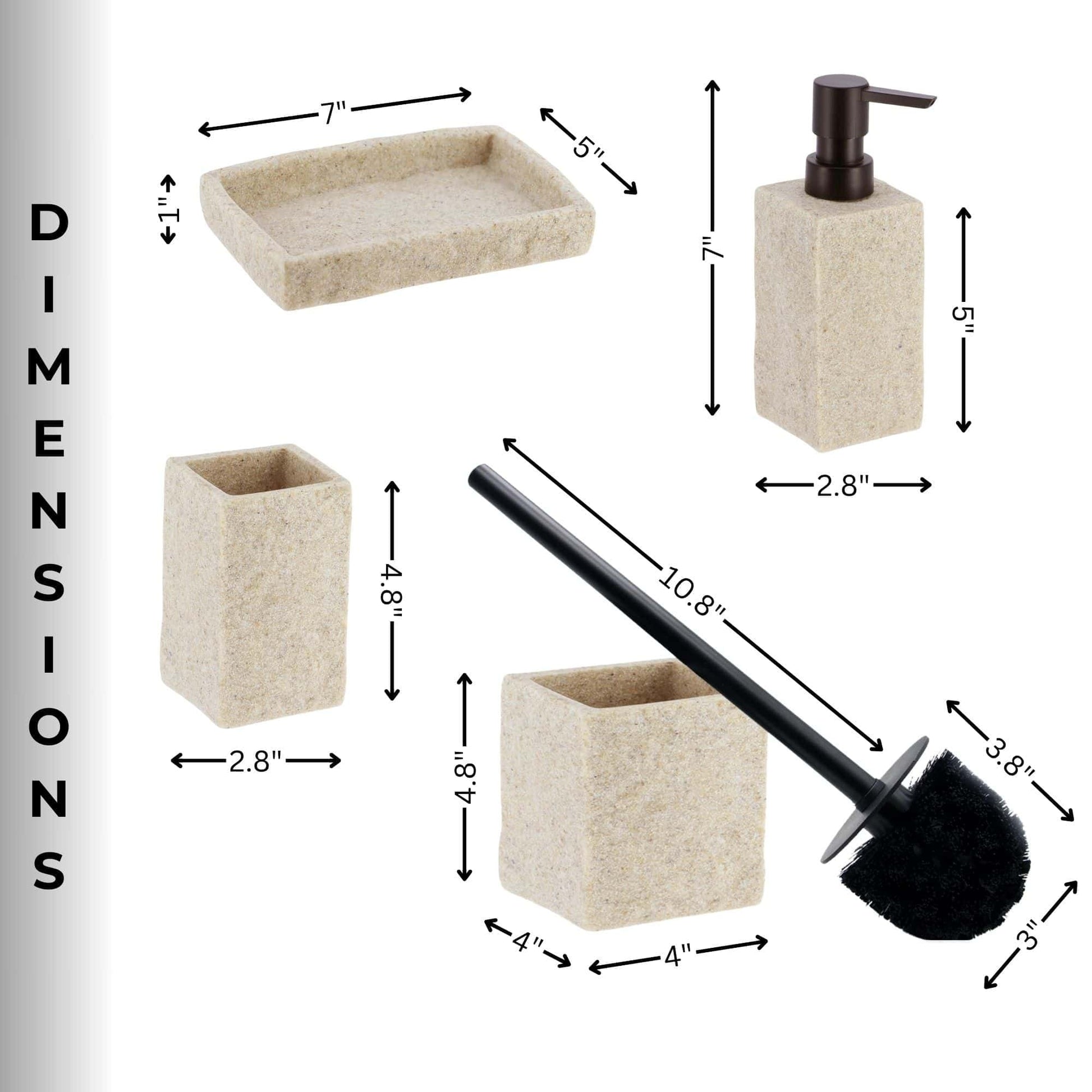 Collection Stone Effect Bath Accessory Set-4 Pieces