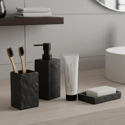 Collection Stone Effect Bath Accessory Set-4 Pieces