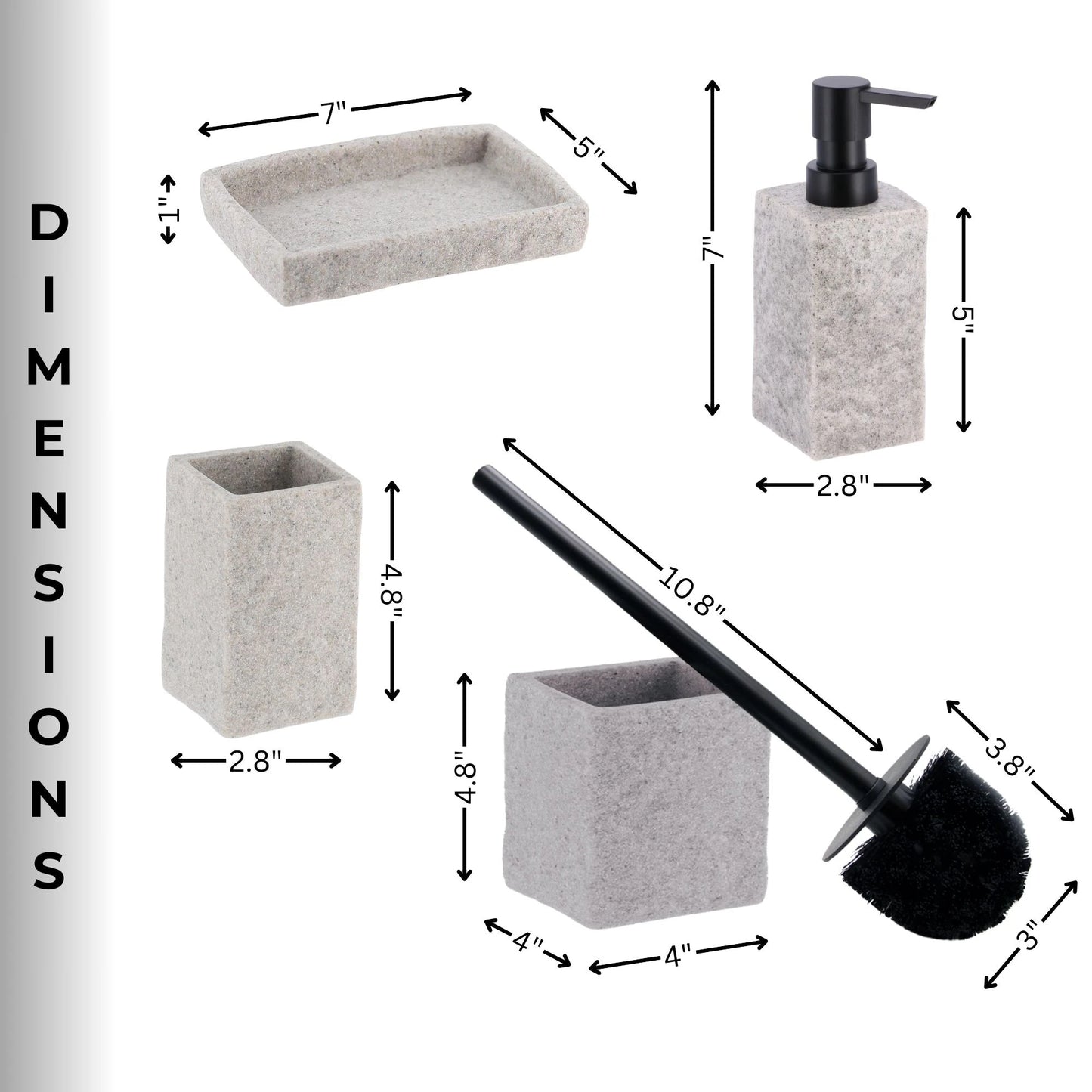 Collection Stone Effect Bath Accessory Set-4 Pieces