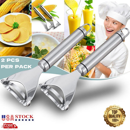 1X-2X Corn Cob Peeler Stainless Steel Thresher Stripper Remover Kitchen Cut Tool