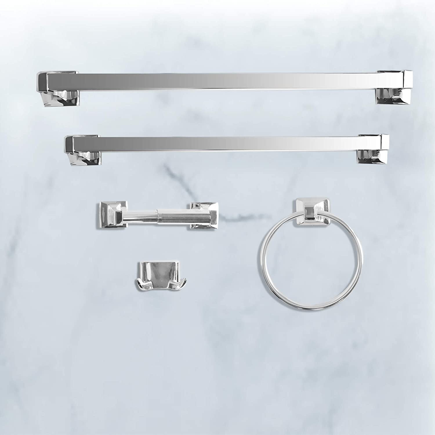 5 Pcs Bathroom Hardware Set Heavy Duty Hook Toilet Paper Holder Towel Ring Bar