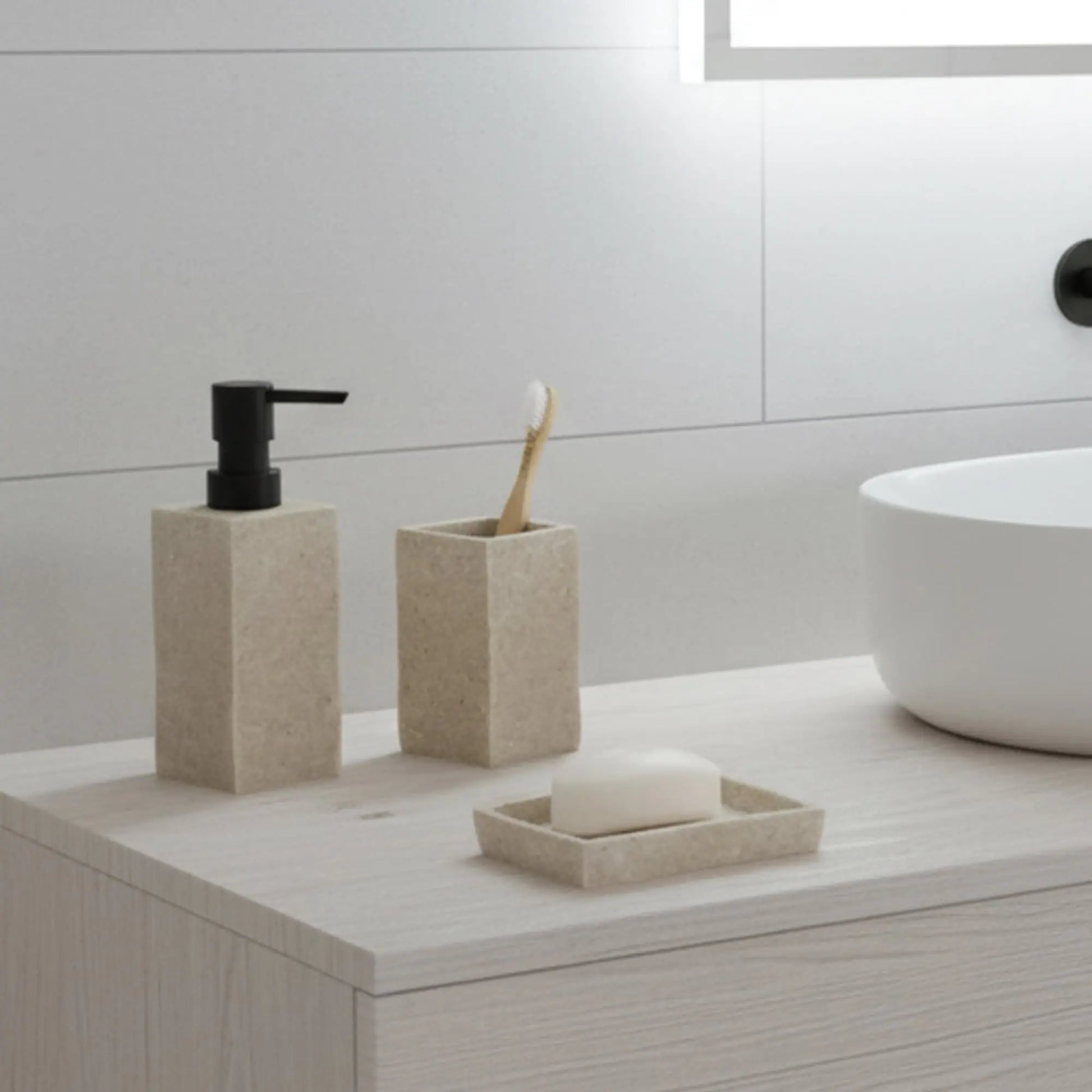 Collection Stone Effect Bath Accessory Set-4 Pieces