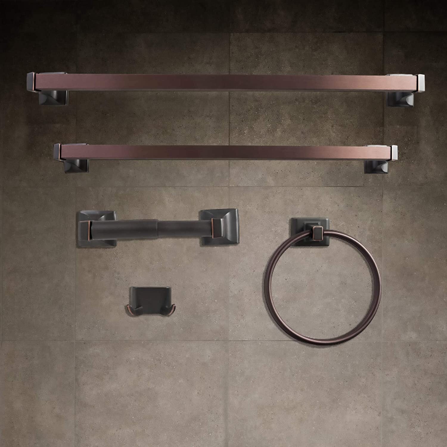 5 Pcs Bathroom Hardware Set Heavy Duty Hook Toilet Paper Holder Towel Ring Bar