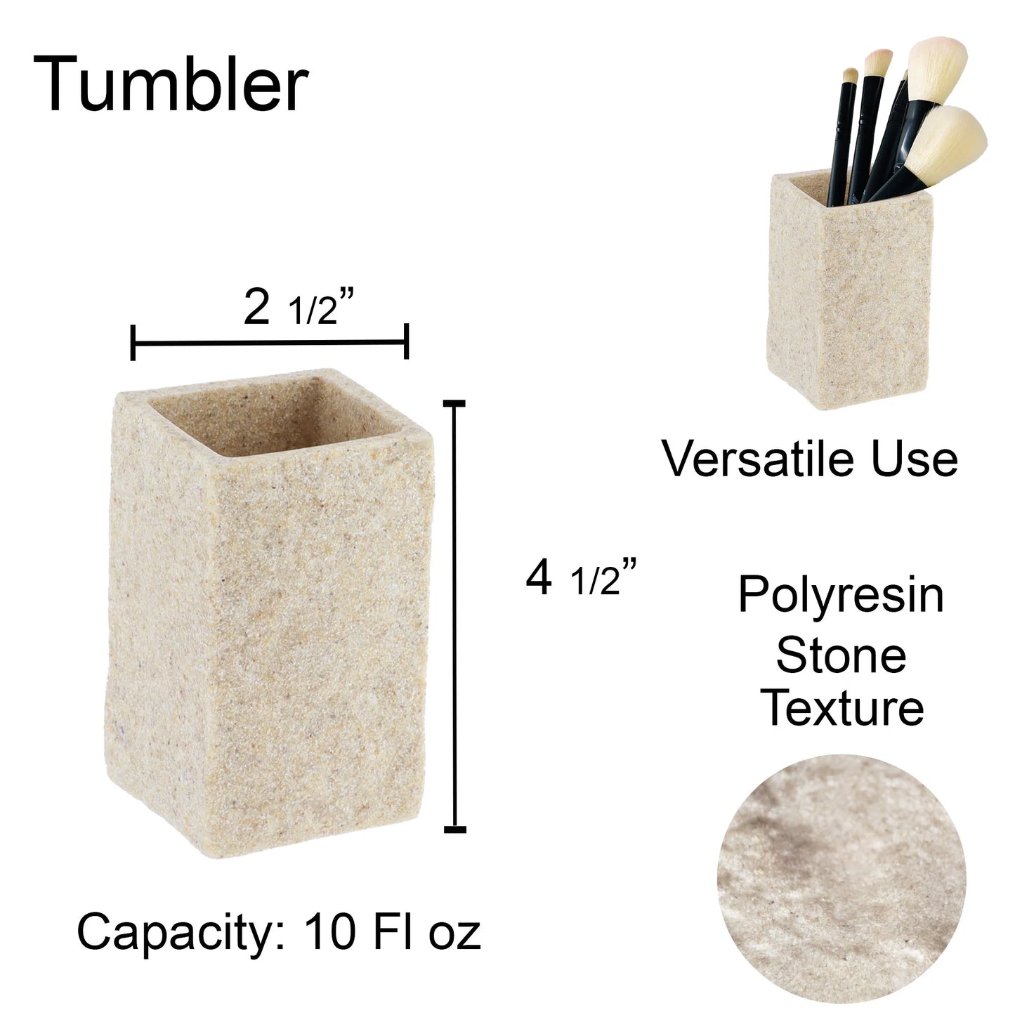 Collection Stone Effect Bath Accessory Set-4 Pieces